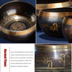 Tibetan Singing Bowl Set,Cooper Sound Bowls,Handmade Song Bowl for Meditation Yoga Stress Relief,Unique Gift,Diameter 8cm/12.5cm