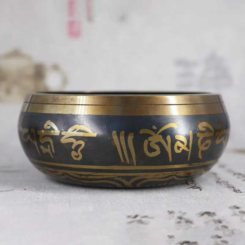 Tibetan Singing Bowl Set,Cooper Sound Bowls,Handmade Song Bowl for Meditation Yoga Stress Relief,Unique Gift,Diameter 8cm/12.5cm