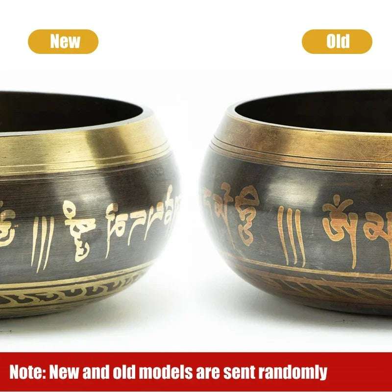 Tibetan Singing Bowl Set,Cooper Sound Bowls,Handmade Song Bowl for Meditation Yoga Stress Relief,Unique Gift,Diameter 8cm/12.5cm