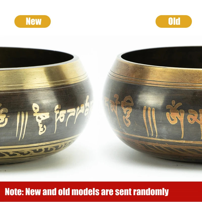 Tibetan Singing Bowl Set,Cooper Sound Bowls,Handmade Song Bowl for Meditation Yoga Stress Relief,Unique Gift,Diameter 8cm/12.5cm