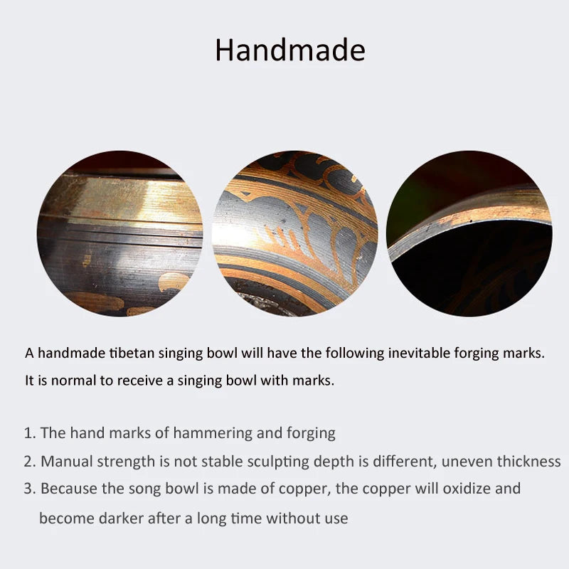 Tibetan Singing Bowl Set,Cooper Sound Bowls,Handmade Song Bowl for Meditation Yoga Stress Relief,Unique Gift,Diameter 8cm/12.5cm