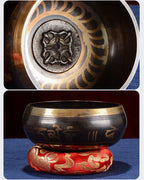 Tibetan Singing Bowl Set,Cooper Sound Bowls,Handmade Song Bowl for Meditation Yoga Stress Relief,Unique Gift,Diameter 8cm/12.5cm