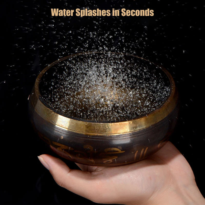 Tibetan Singing Bowl Set,Cooper Sound Bowls,Handmade Song Bowl for Meditation Yoga Stress Relief,Unique Gift,Diameter 8cm/12.5cm